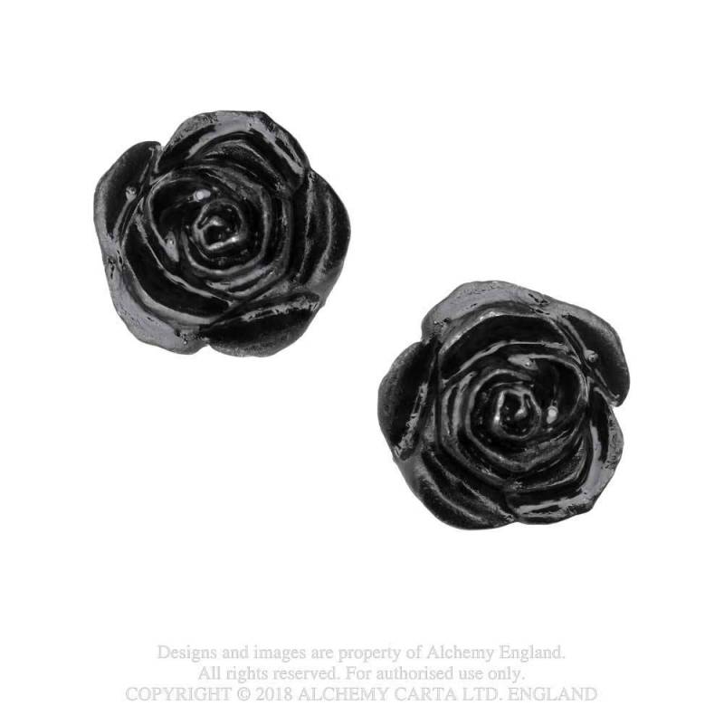 Alchemy Gothic Romance of the Black Rose Stud Earrings