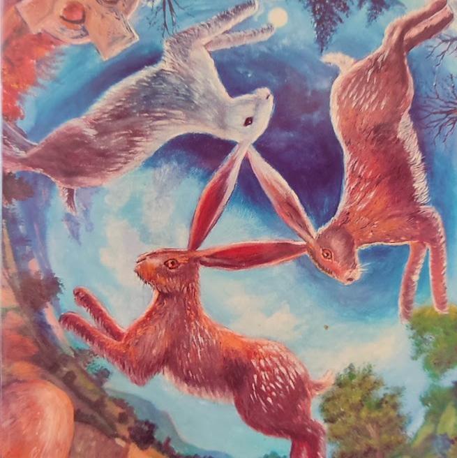 The Three Hares Artwork Greeting Card by Dashinvaine