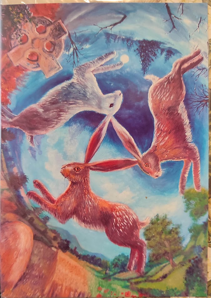 The Three Hares Artwork Greeting Card by Dashinvaine