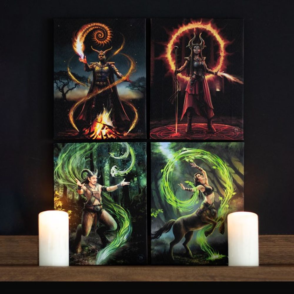 Fire Element Wizard Canvas Plaque by Anne Stokes