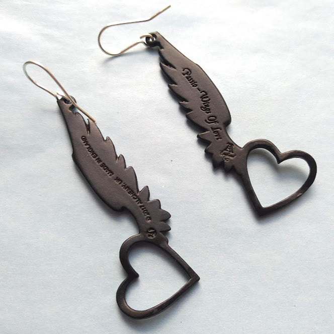 Alchemy Gothic Passio Wings of Love Heart Drop Earrings