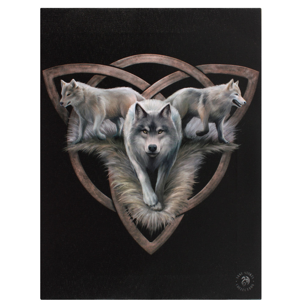 19x25cm Wolf Trio Canvas Plaque by Anne Stokes