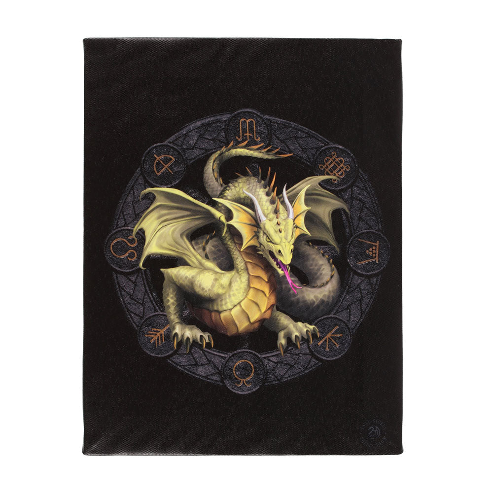 19x25cm Mabon Dragon Canvas Plaque by Anne Stokes