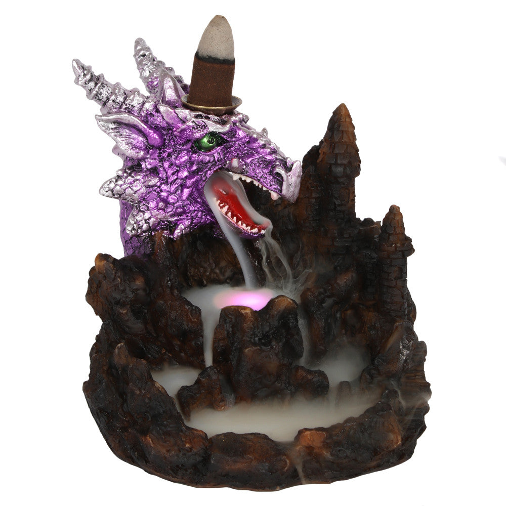 Purple Dragon Backflow Incense Burner With Light