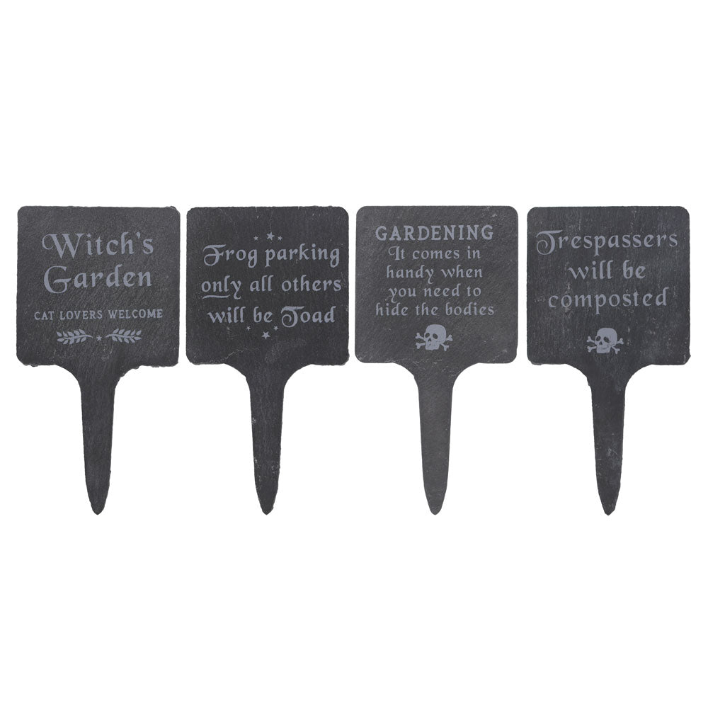 Set of 4 Slate Gothic Garden Signs