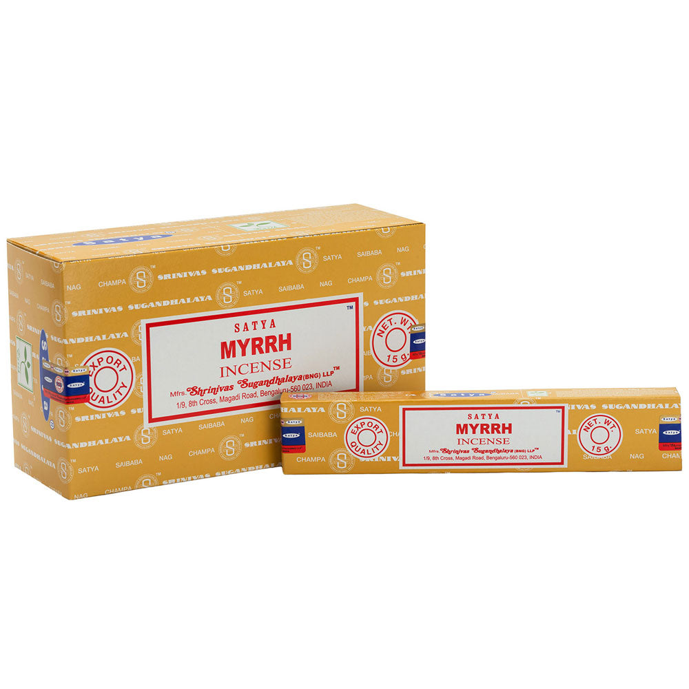 Set of 12 Packets of Myrrh Incense Sticks by Satya