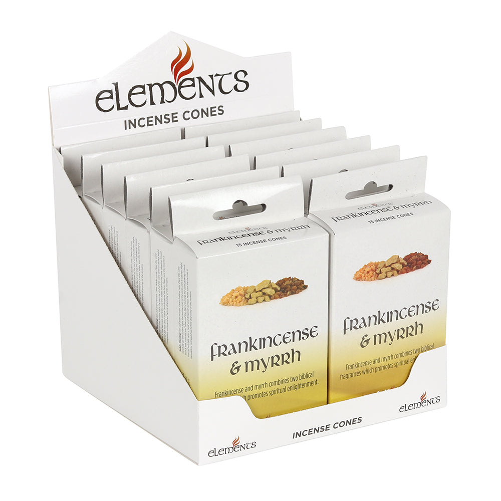 Set of 12 Packets of Elements Frankincense and Myrrh Incense Cones