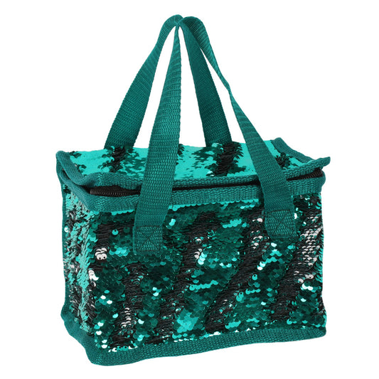 Green and Silver Reversible Sequin Lunch Bag
