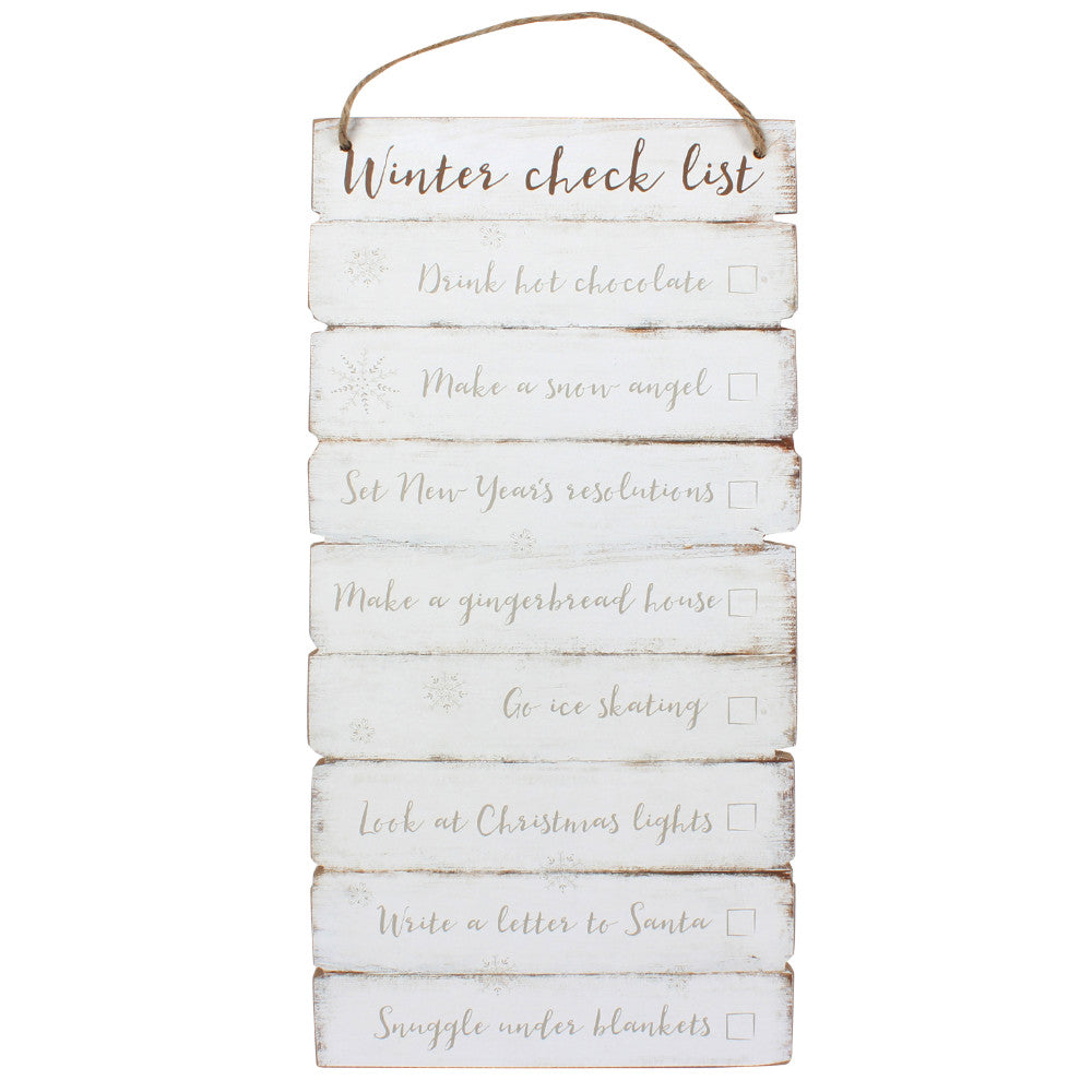 Winter checklist Wooden Wall Sign