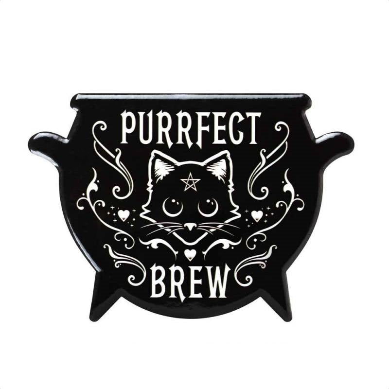 Alchemy Gothic Purrfect Brew Cat Cauldron Coaster