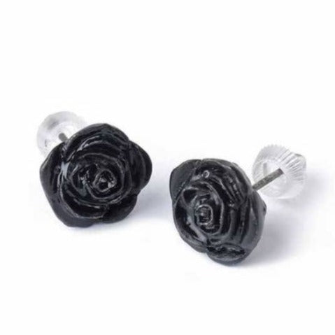 Alchemy Gothic Romance of the Black Rose Stud Earrings