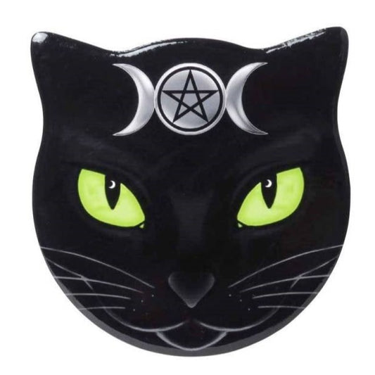 Alchemy Gothic Triple Moon Cat Shaped Ceramic Coaster